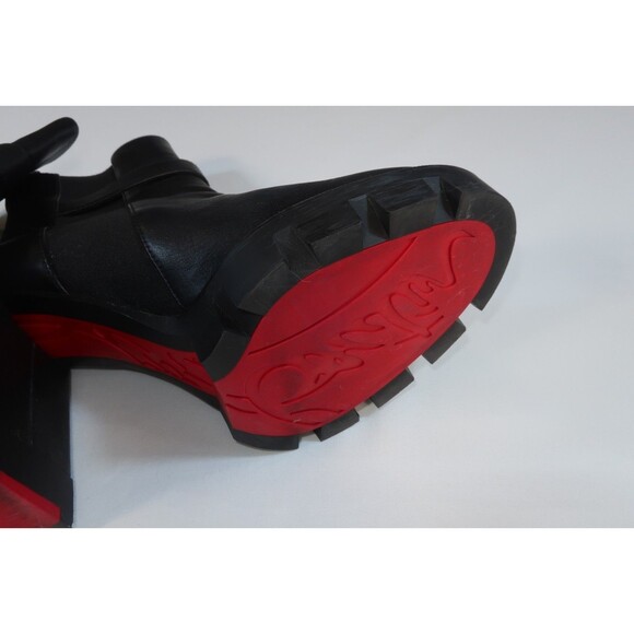 Christian Louboutin CL Chelsea Lug 100 Black Leather Ankle Boots Size 36 US 5 6 - Picture 6 of 15